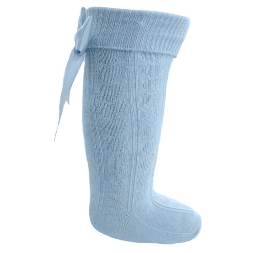 גרב ברך פפיון סטן אחורי - תכלת