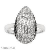 טבעת מכסף משובצת אבני זרקון שחורות ולבנות RG6058 | תכשיטי כסף | טבעות כסף