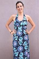 שמלת ערב וינטג' קולר פרחונית מקסי מידה S