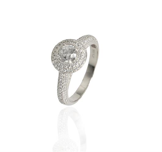 טבעת אירוסין בזהב 14 קרט משובצת יהלומים 1.24 קראט + תעודה גמולוגית