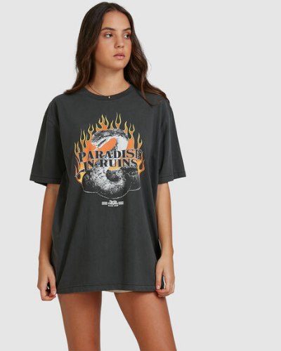 טישירט אוברסייז אפורה THRILLS PARADISE