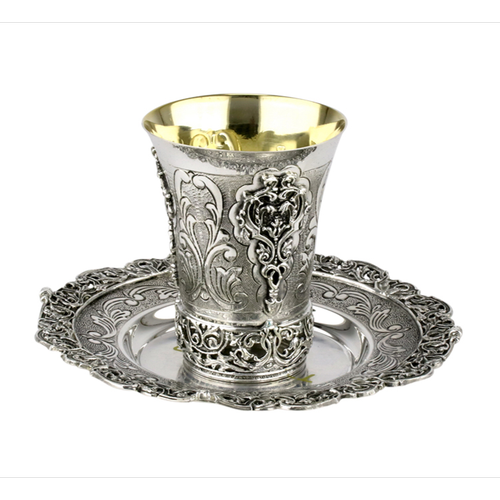 סט כוס קידוש + תחתית כסף טהור דגם  Argento