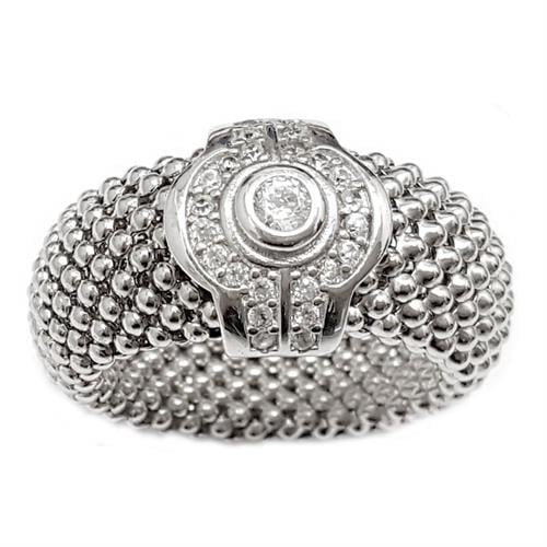 טבעת כסף רחבה גמישה משובצת אבני זרקון  RG5971