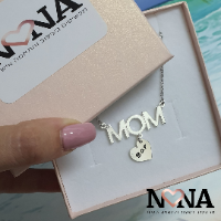 שרשרת MOM עם לב וחריטה דגם LAA68