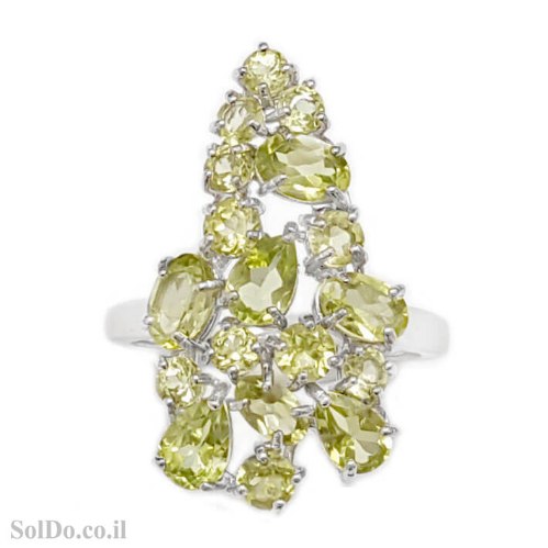 טבעת מכסף משובצת אבני פרידוט  RG6189 | תכשיטי כסף 925 | טבעות כסף