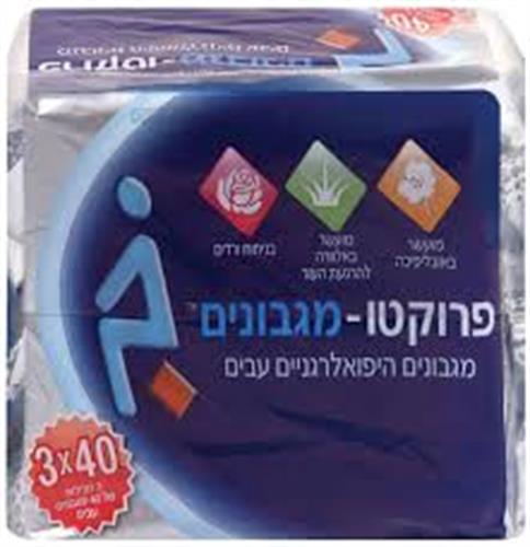 פרוקטו-מגבונים מגבונים היפואלרגניים עבים מועשר באובליפיכה אלוורה 3*40 מגבונים
