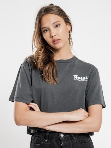 טישירט קרופ אפורה THRILLS WELLNESS