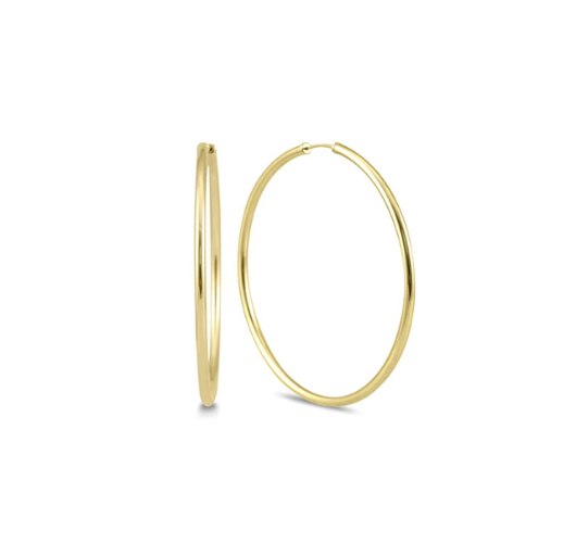 עגילי חישוק גדולים 4.9 סמ זהב צהוב │ עגילי חישוק גדולים גמישים במיוחד