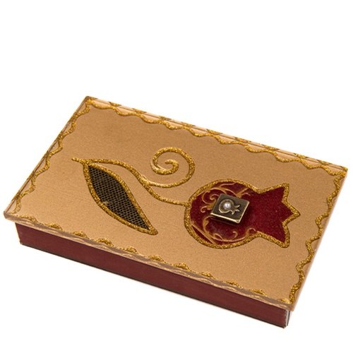 מחזיק קופסת גפרורים גדול זהוב תבליט רימון