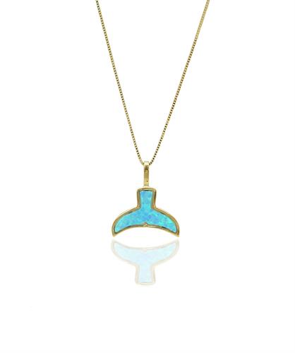 שרשרת זנב לוויתן זהב מאבן אופל