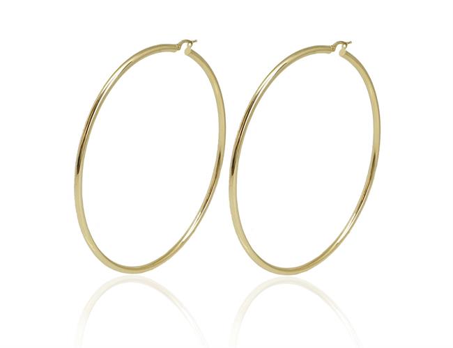 עגילי חישוק 9 ס"מ זהב 14 קראט