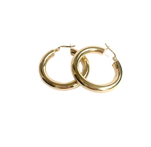 עגילי חישוק עבה זהב 14K L