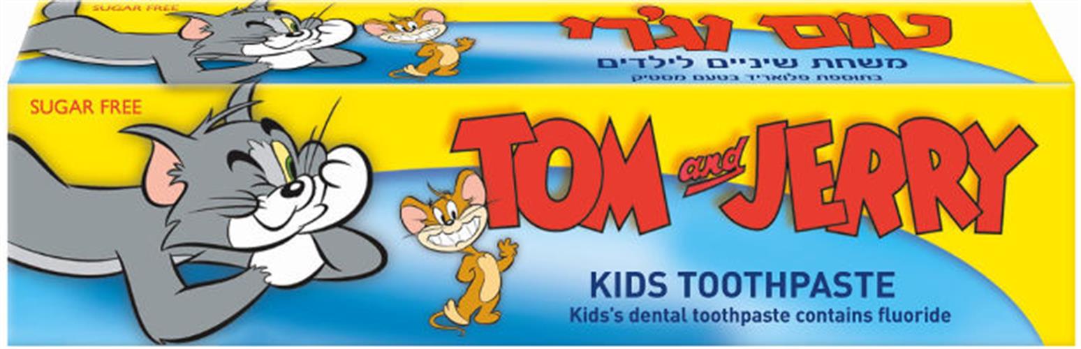 טום וג'רי משחת שיניים לילדים  2-6 בטעם מסטיק בתוספת פלואוריד 50 מל
