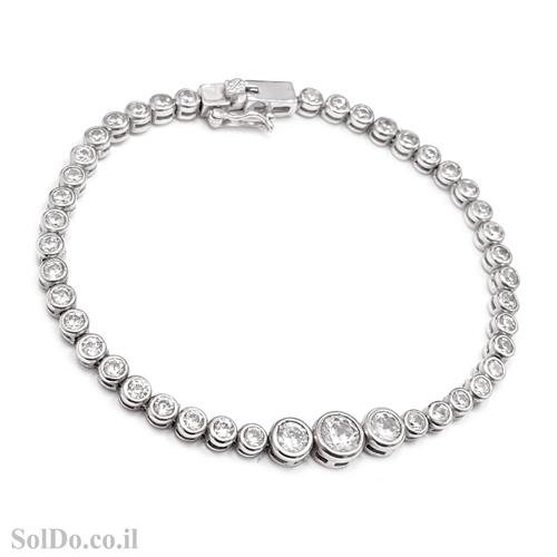צמיד כסף טניס משובץ אבני זרקון עגולות  Z3072 | תכשיטי כסף 925 | צמידי כסף