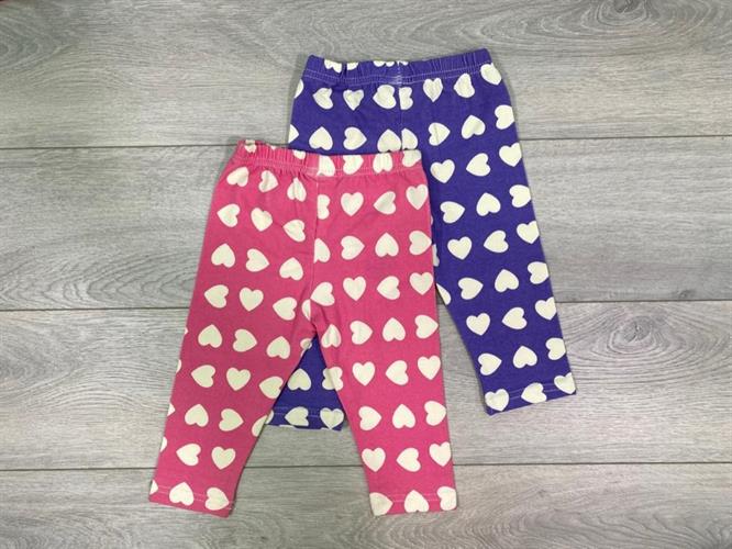 זוג מכנסי לייקרה לבבות סגול וורוד